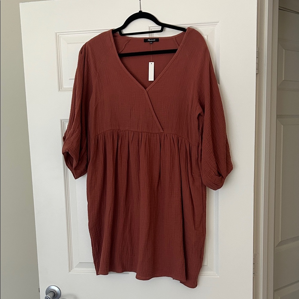 Madewell Rust Long Sleeve Dress